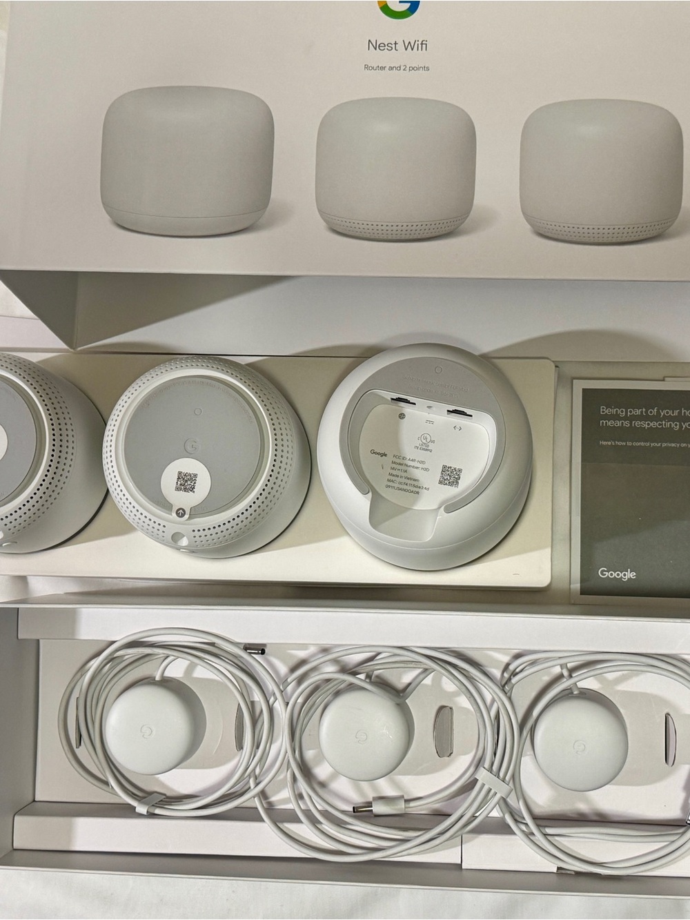 Google Nest Wifi AC2200 Mesh System Router and Add-On Points (two-pack) - Snow